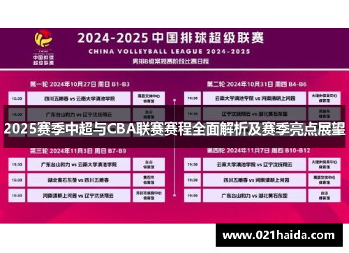 2025赛季中超与CBA联赛赛程全面解析及赛季亮点展望