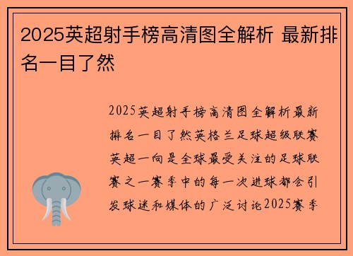 2025英超射手榜高清图全解析 最新排名一目了然